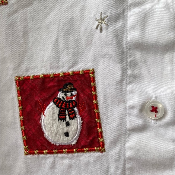 CHRISTMAS PATCHWORK SHIRT Holiday Blouse Women Button-Down 2X Cute - Picture 9 of 16